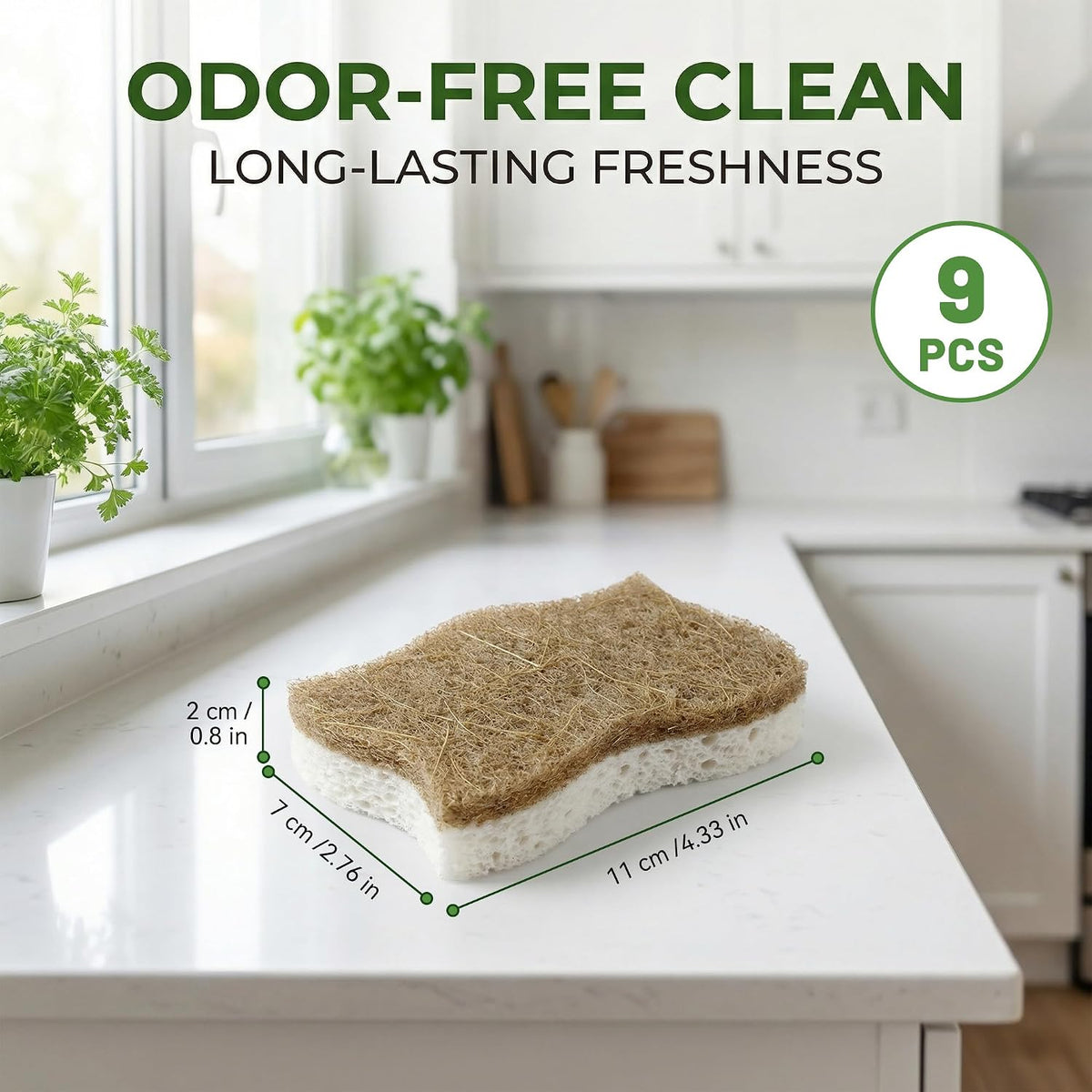 9 Pack Biodegradable Natural Dish Kitchen Sponges