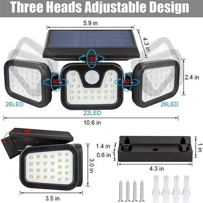STAARICC Led Solar Light Outdoor Motion Sensor Human Induction Adjustable Head IP65 Waterproof Solar Security Light Wall Light