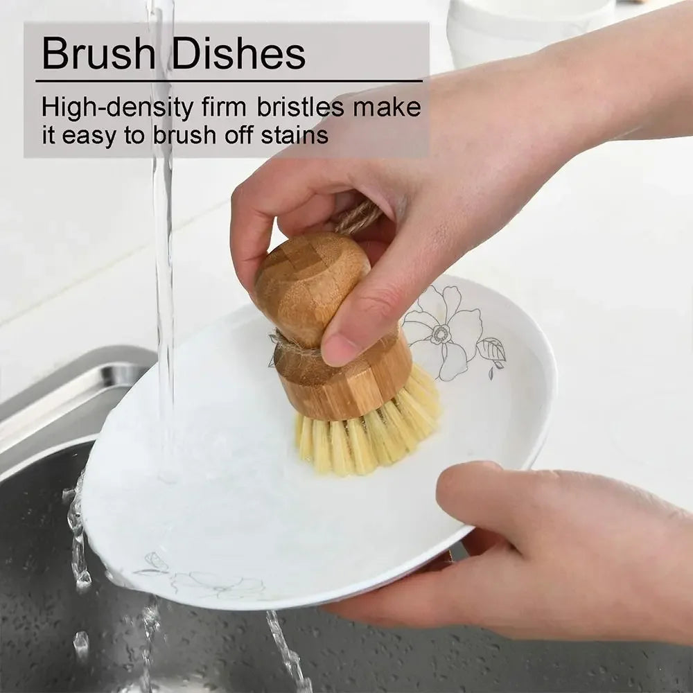 2Pcs/Set Kitchen Cleaning Brush Wooden Dish Brush with Natural Sisal and Coconut Durable Portable Eco Friendly Zero Waste