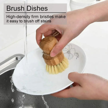 2Pcs/Set Kitchen Cleaning Brush Wooden Dish Brush with Natural Sisal and Coconut Durable Portable Eco Friendly Zero Waste