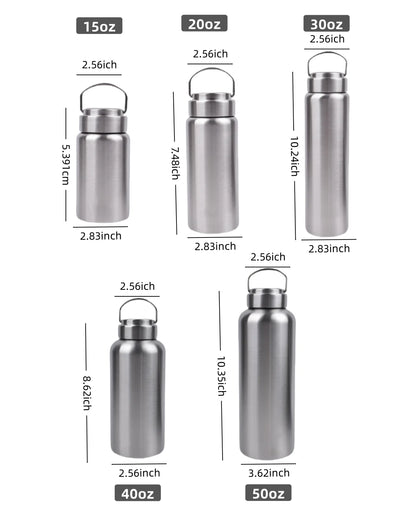 1Pc Large Capacity Stainless Steel Sport Water Bottle Single-Layer Rugged Water Cup Metal Bottle Drinkware Camping Sports Gym