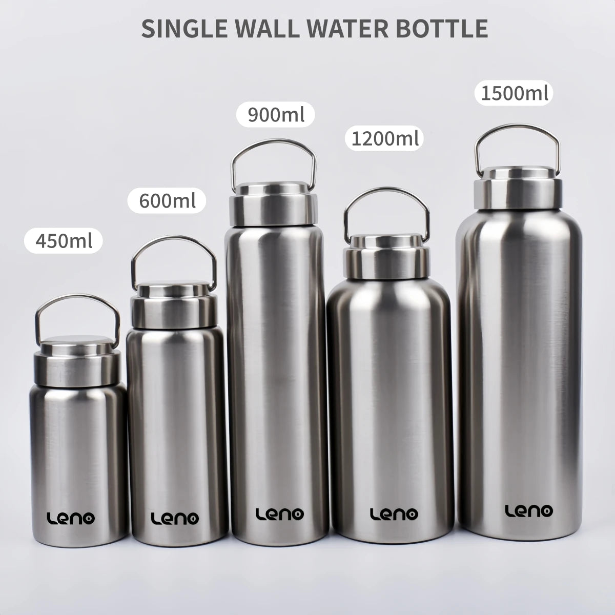 1Pc Large Capacity Stainless Steel Sport Water Bottle Single-Layer Rugged Water Cup Metal Bottle Drinkware Camping Sports Gym