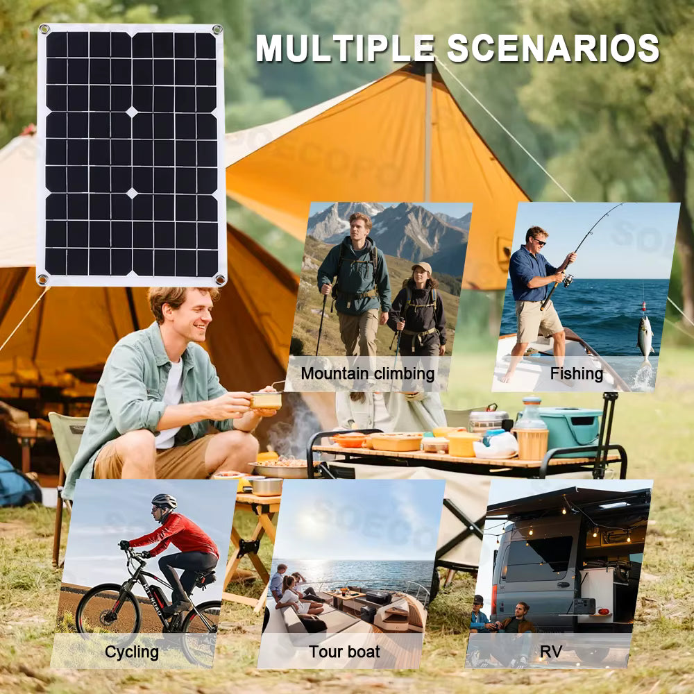 1000W Portable Solar Panel Kit for Home Gardening & Camping – 2×500W Panels with 100A Charge Controller & USB