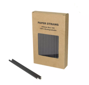 100-Pack Black Paper Straws – Eco-Friendly & Biodegradable