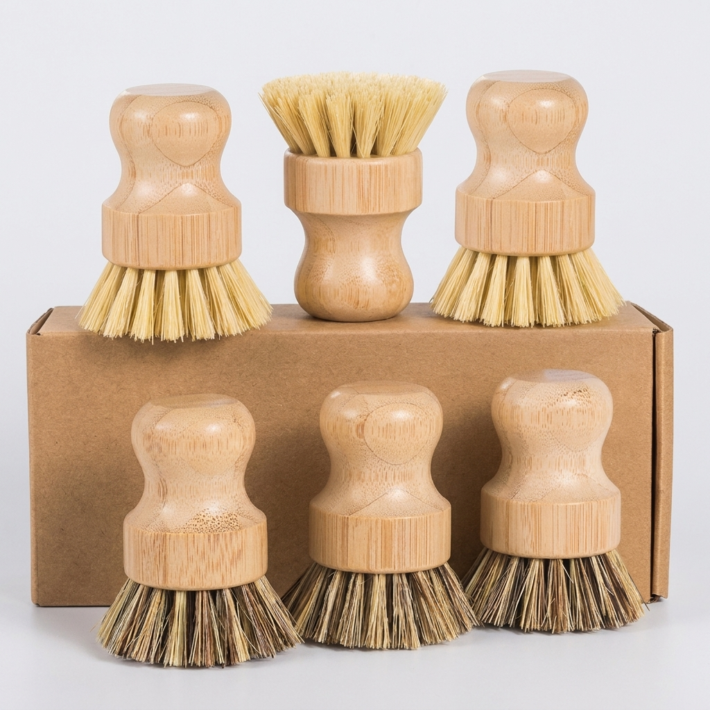 Eco-Friendly Wooden Dish Brushes – Coconut & Sisal Fiber Scrub Brush for Dishes & Pans