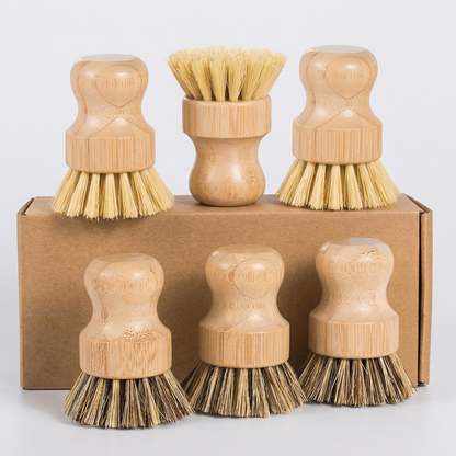 Eco-Friendly Wooden Dish Brushes – Coconut & Sisal Fiber Scrub Brush for Dishes & Pans